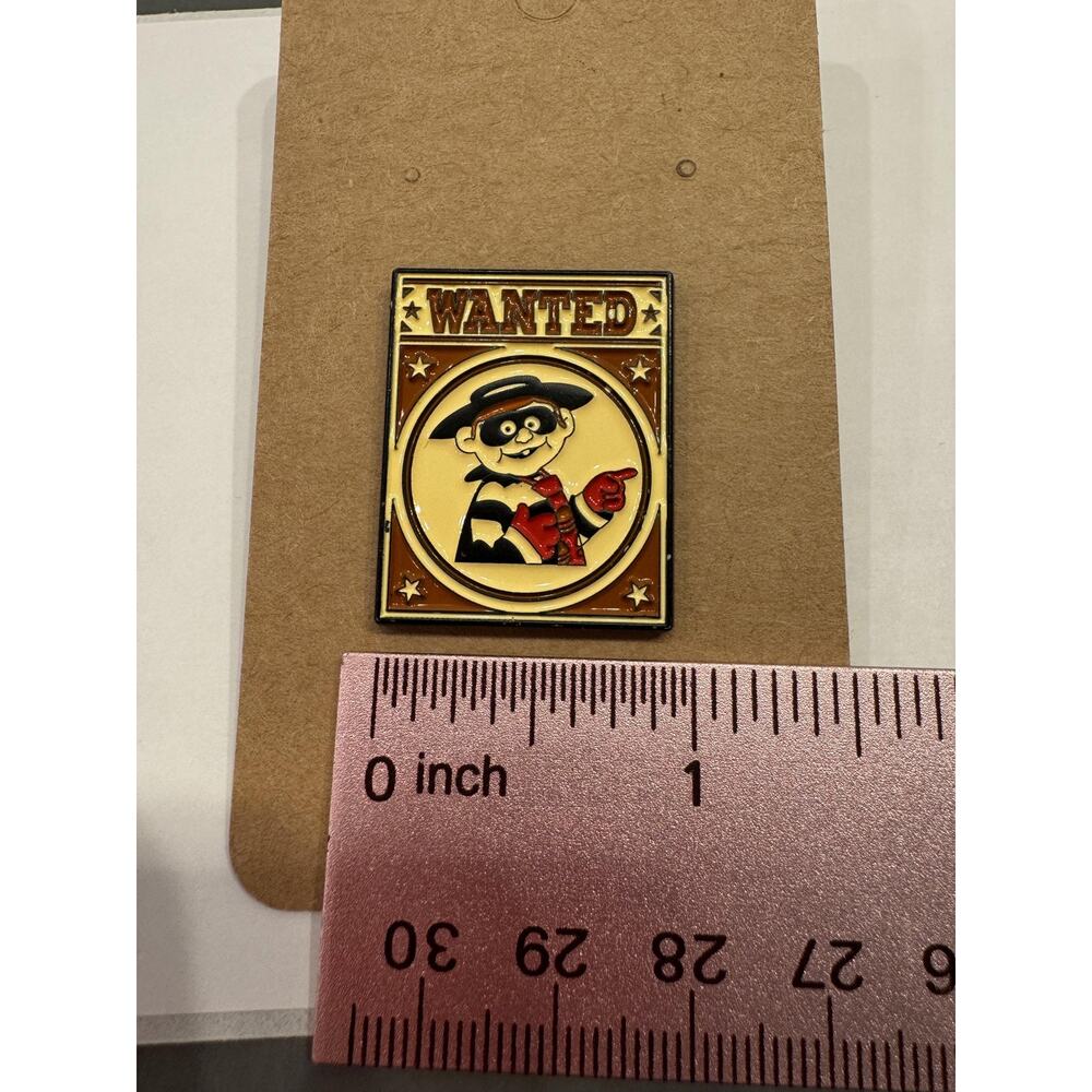 Hamburglar Wanted Enamel Lapel Pin McDonalds Character Brown Cream Red Black